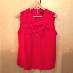 BCBGMAXAZRIA Red Floral Silk Blouse